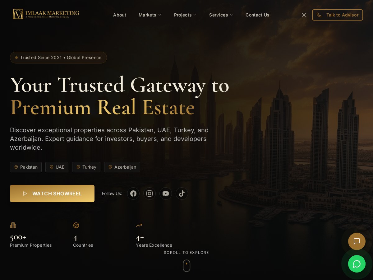 Imlaak Marketing homepage