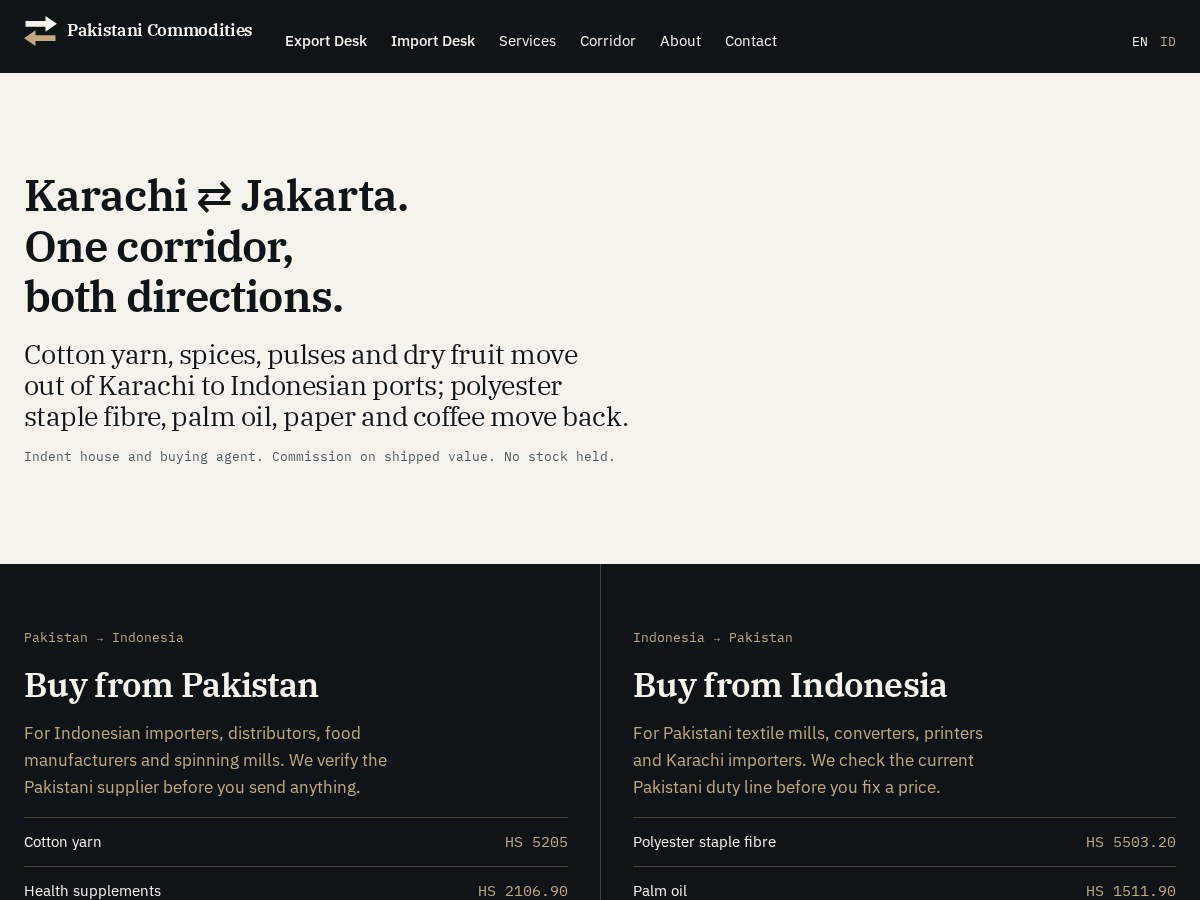 Pakistani Commodities homepage